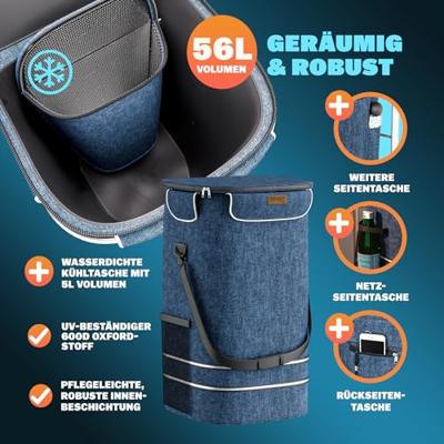 Boodschappentrolley, blauw , met koelvak, tas afneembaar