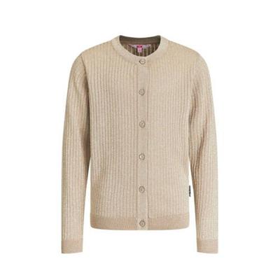 WE Fashion regular fit vest met ribstructuur lichtbruin/goud