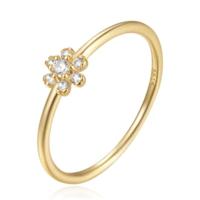 Elenza Thin .925 Zilveren Ring met Bloemontwerp en Gouden Plating - 1mm-18mm - thumbnail