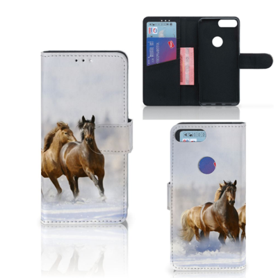 Alcatel 1S (2019) Telefoonhoesje met Pasjes Paarden Alcatel 1S (2019) Telefoonhoesje met Pasjes Paarden