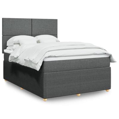 Boxspring met matras stof donkergrijs 140x190 cm
