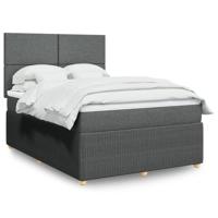 Boxspring met matras stof donkergrijs 140x190 cm - thumbnail