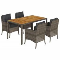 5-delige Tuinset met kussens poly rattan grijs - thumbnail