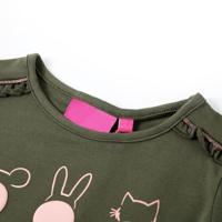 Kindershirt met lange mouwen dierenprint 104 kakikleurig - thumbnail