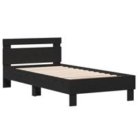 Bedframe met hoofdeinde Zwart eiken 90 x 190 cm Bewerkt hout - thumbnail