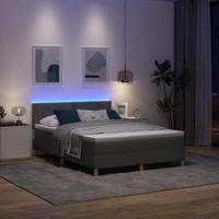 Boxspring Bed met Matras & LED Donkergrijs 140x190 cm Stof - thumbnail