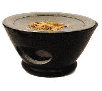 Wierookbrander Maroque Zeepsteen Zwart met Zeef - thumbnail