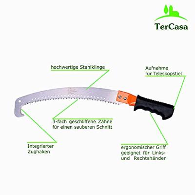 TerCasa JU-998503 Takkenzaag Blad 36 cm voor Telescoopstelen Zwart/Oranje