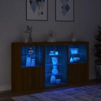 Dressoir met LED-verlichting 181,5x37x100 cm bruin eikenkleur - thumbnail