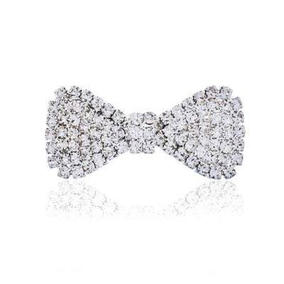 2 PC'S mode vrouwen Crystal Strass haarspelden Bow knoop haarspeldjes (zilver)
