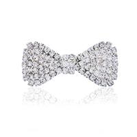 2 PC'S mode vrouwen Crystal Strass haarspelden Bow knoop haarspeldjes (zilver) - thumbnail
