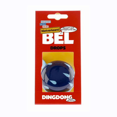 Nv ding dong bel 60mm drops blauw met druppels kaart - thumbnail