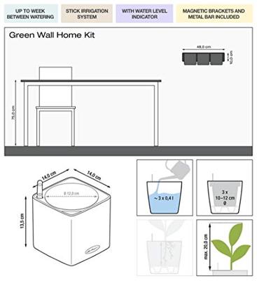 Lechuza Green Wall Home Kit Leisteengrijs