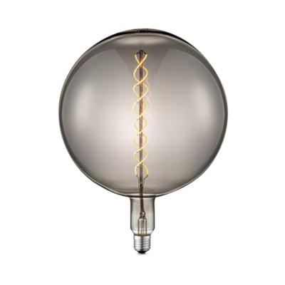 Edison Vintage LED filament lichtbron Spiraal - Rook - G260 Global - Retro LED lamp - 26/26/33cm - geschikt voor E27 fitting - Dimbaar - 6W 180lm 1800K - warm wit licht