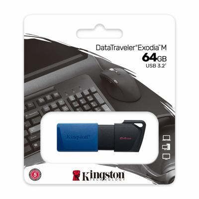 Kingston datatraveler exodia m 64 gb usb-stick (blauw/zwart, usb-a 3.2 gen 1)