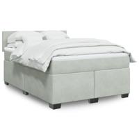 Boxspring met matras fluweel lichtgrijs 140x200 cm - thumbnail