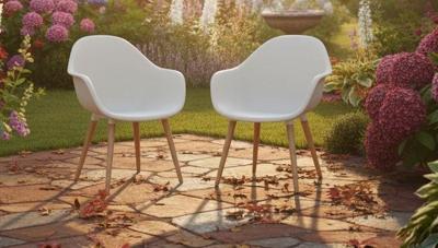 Annestad dining chair white/teak look Eurofar - Eurofar