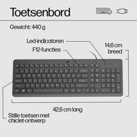HP 150 Zwart bedraad toetsenbord en muis, AZERTY, nauwkeurig en ergonomisch, stil toetsenbord, ultraplatte toetsen voor snel typen - thumbnail