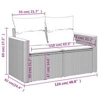 6-delige Loungeset met kussens poly rattan grijs - thumbnail