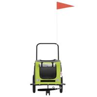 VidaXL Hondenfietstrailer oxford stof en ijzer groen en zwart - thumbnail