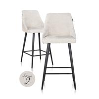 Richmond Barstoel 'Brooke' Chenille, kleur Crème (zithoogte 67cm) - thumbnail