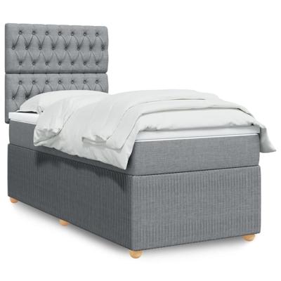 Boxspring met matras stof lichtgrijs 200x200 cm