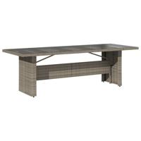 Tuintafel met glazen blad 240x90x75 cm poly rattan grijs - thumbnail