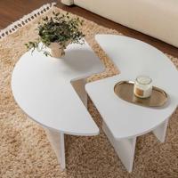 Tavolino da caffè - MOIRA - Rotondo - Bianco naturale - 90 x 90 x 41 cm - thumbnail