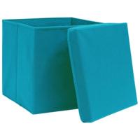VidaXL Opbergboxen met deksel 10 st 32x32x32 cm stof babyblauw - thumbnail