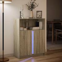 Dressoir met LED 77x34x100 cm bewerkt hout sonoma eikenkleurig - thumbnail
