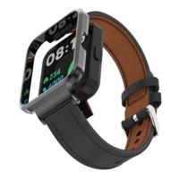 Leren band met case - Zwart - Xiaomi Redmi Watch 2 (Lite) - thumbnail