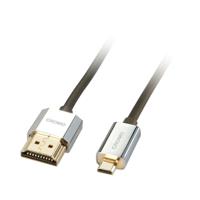 LINDY 41680 HDMI-kabel HDMI Aansluitkabel HDMI-A-stekker, HDMI-micro-D-stekker 0.50 m Grijs 4K UHD, OFC-kabel, Rond, Afgeschermd (dubbel), Extreem dun, - thumbnail