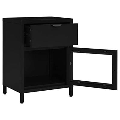 Nachtkastjes 2 st 40x30x54,5 cm staal en glas zwart