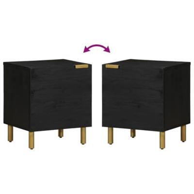 Nachtkastje 40x33x46 cm massief mangohout zwart