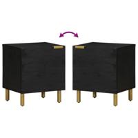 Nachtkastje 40x33x46 cm massief mangohout zwart - thumbnail