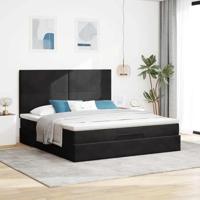 Ottoman bed met matrassen 180x200cm fluweel zwart - thumbnail