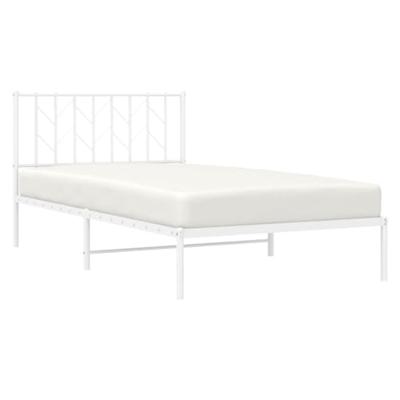 Bedframe met hoofdbord metaal wit 107x203 cm