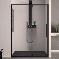 Klapdeur Lacus Murano Tweedelig Helder Glas 90x200 cm Aluminium Profiel Zwart Lacus - thumbnail