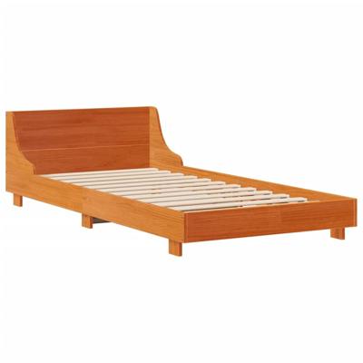 Bedframe zonder matras massief grenenhout wasbruin 75x190 cm
