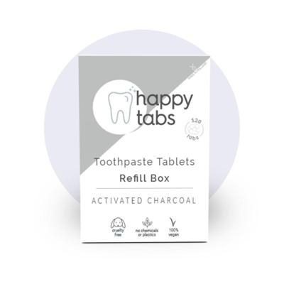 Happy Tabs Tandpasta tabletten mint charcoal fluoridevrij nav (120 Tabletten)