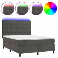 Boxspring met matras en LED fluweel donkergrijs 140x190 cm - thumbnail