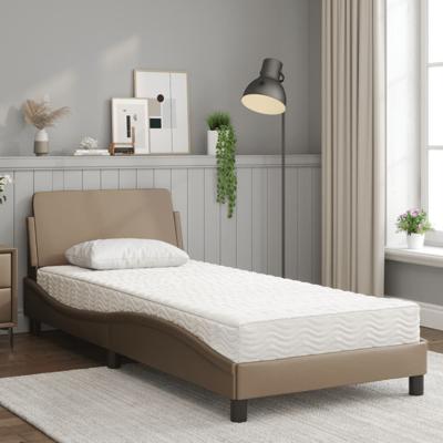 Bed met matras kunstleer cappuccinokleurig 80x200 cm