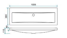 Wiesbaden wastafel 100 cmx36 cm zonder kraangat wit