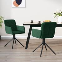 Eetkamerstoelen draaibaar 2 st fluweel donkergroen - thumbnail