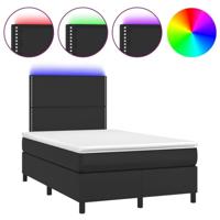 Boxspring met matras en LED kunstleer zwart 120x200 cm - thumbnail