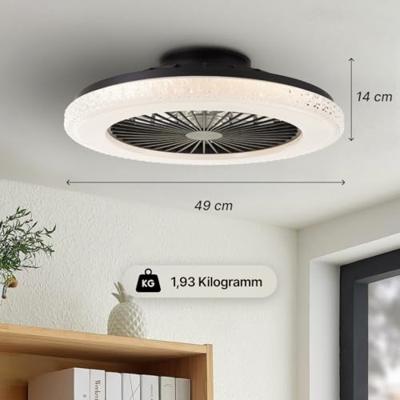 Brilliant Zwarte ventilatorBadria met RGB functie - G60040/06