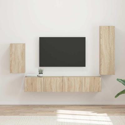Tv-meubelset Wandgemonteerd 3 pcs Sonoma Eiken Bewerkt hout