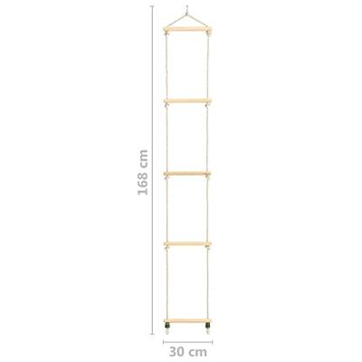 VidaXL Touwladder 30x168 cm massief hout en pe