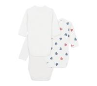 Set van 3 gekruiste body's van katoen voor baby's met gestreepte hartjes en lange mouwen PETIT BATEAU wit - thumbnail