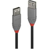 LINDY 36703 USB-kabel USB 2.0 USB-A stekker, USB-A bus 2.00 m Zwart, Grijs - thumbnail